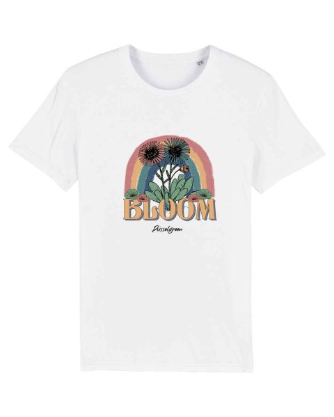 Unisex T-Shirt bedruckt aus Bio Baumwolle | BLOOM Blumen Regenbogen Farbig