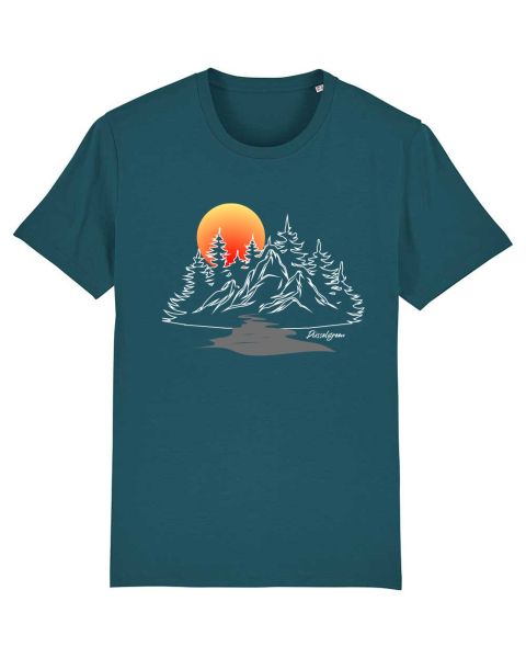 Unisex T-Shirt bedruckt aus Bio Baumwolle | Berglandschaft Natur mit Sonnenuntergang