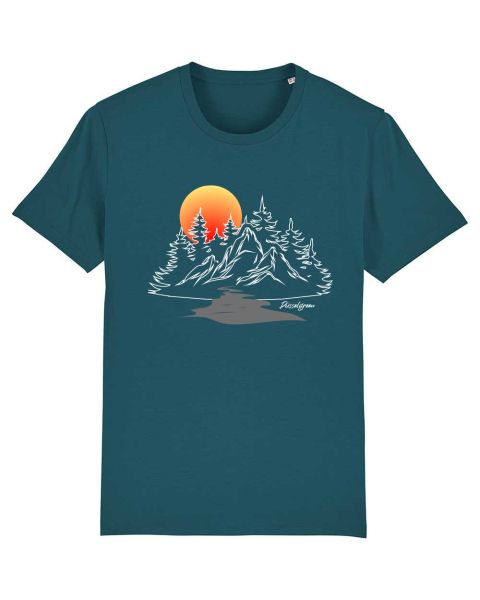 Unisex T-Shirt bedruckt aus Bio Baumwolle | Berglandschaft Natur mit Sonnenuntergang