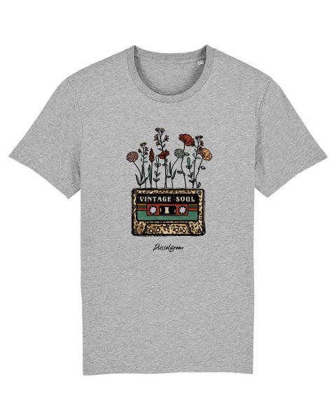 Unisex T-Shirt bedruckt aus Bio Baumwolle | Vintage Kasette Blumen Farbig