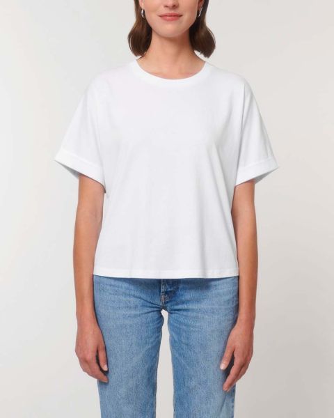 Damen T-Shirt Oversize | mit einteiligen und umgekrempelten Ärmeln