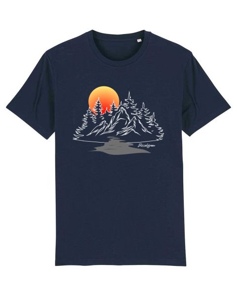 Unisex T-Shirt bedruckt aus Bio Baumwolle | Berglandschaft Natur mit Sonnenuntergang