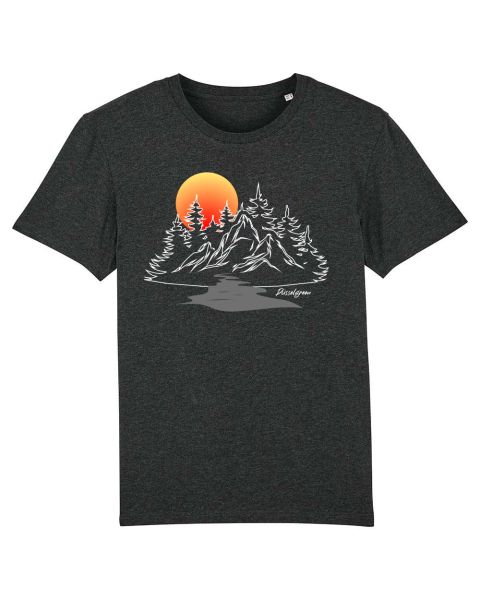 Unisex T-Shirt bedruckt aus Bio Baumwolle | Berglandschaft Natur mit Sonnenuntergang