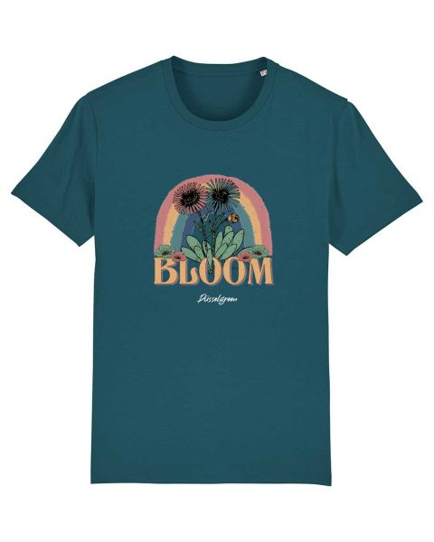 Unisex T-Shirt bedruckt aus Bio Baumwolle | BLOOM Blumen Regenbogen Farbig