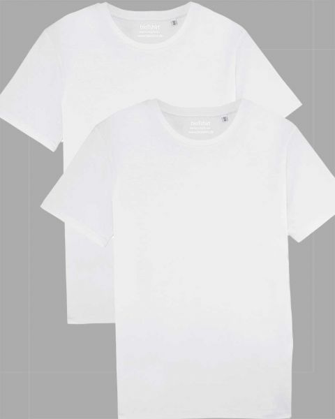 Herren | 2er Pack Basic T-Shirt Weiß, mittelschwer