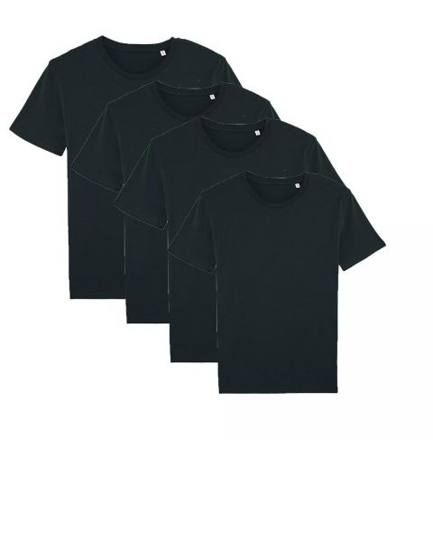 Herren | 4er Pack Basic T-Shirt | mittelschwer | Schwarz