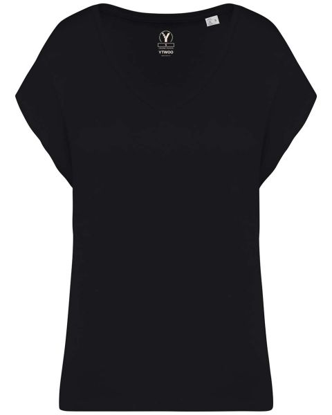 Oversized Damen T-Shirts aus Bio-Baumwolle, V-Ausschnitt