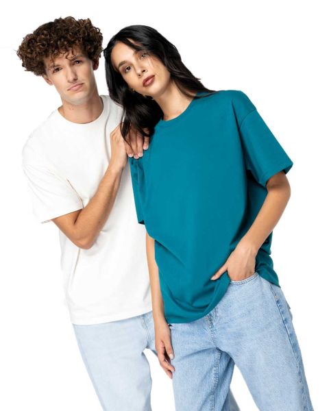 Unisex-T-Shirt mit hängenden Schultern aus 100% Bio-Baumwolle