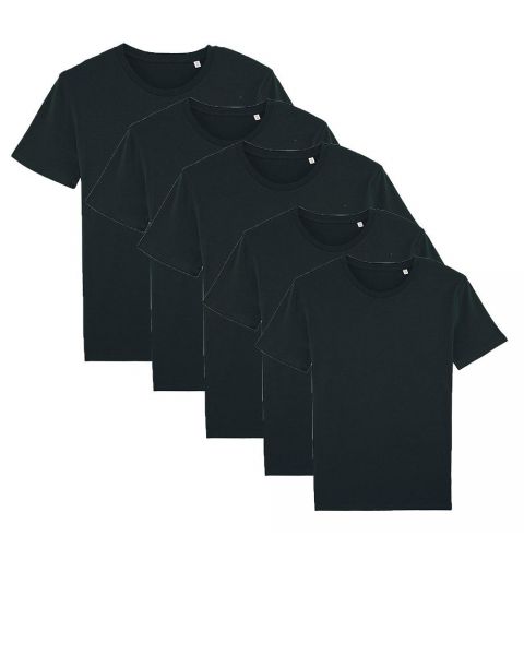 Herren | 5er Pack Basic T-Shirt mittelschwer | Schwarz