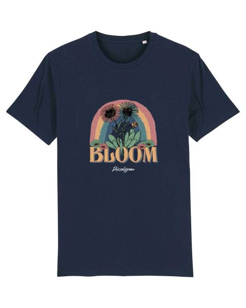 Unisex T-Shirt bedruckt aus Bio Baumwolle | BLOOM Blumen Regenbogen Farbig