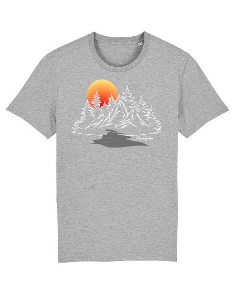 Unisex T-Shirt bedruckt aus Bio Baumwolle | Berglandschaft Natur mit Sonnenuntergang