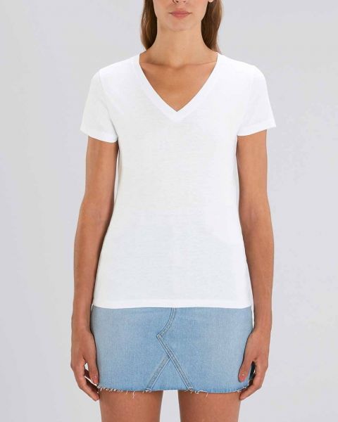 Elif | Bio T-Shirt mit V-Ausschnitt in Weiß