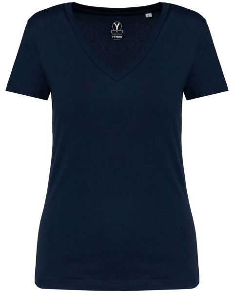 Damen T-Shirt mit V-Ausschnitt aus 100% Bio-Baumwolle