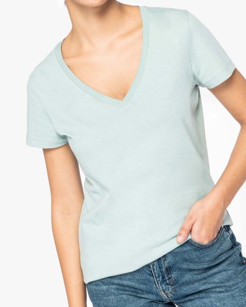 Damen T-Shirt mit V-Ausschnitt aus 100% Bio-Baumwolle